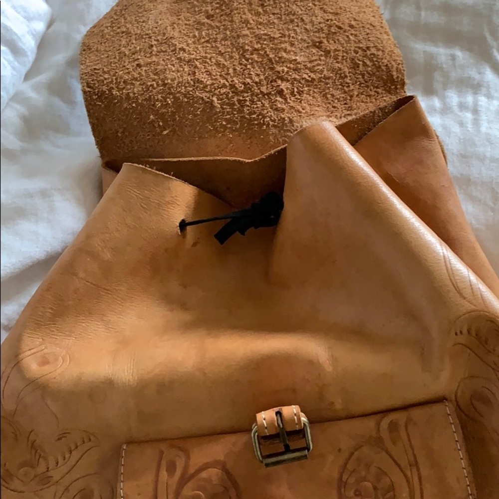 Embossed leather backpack - Picture 5 of 6